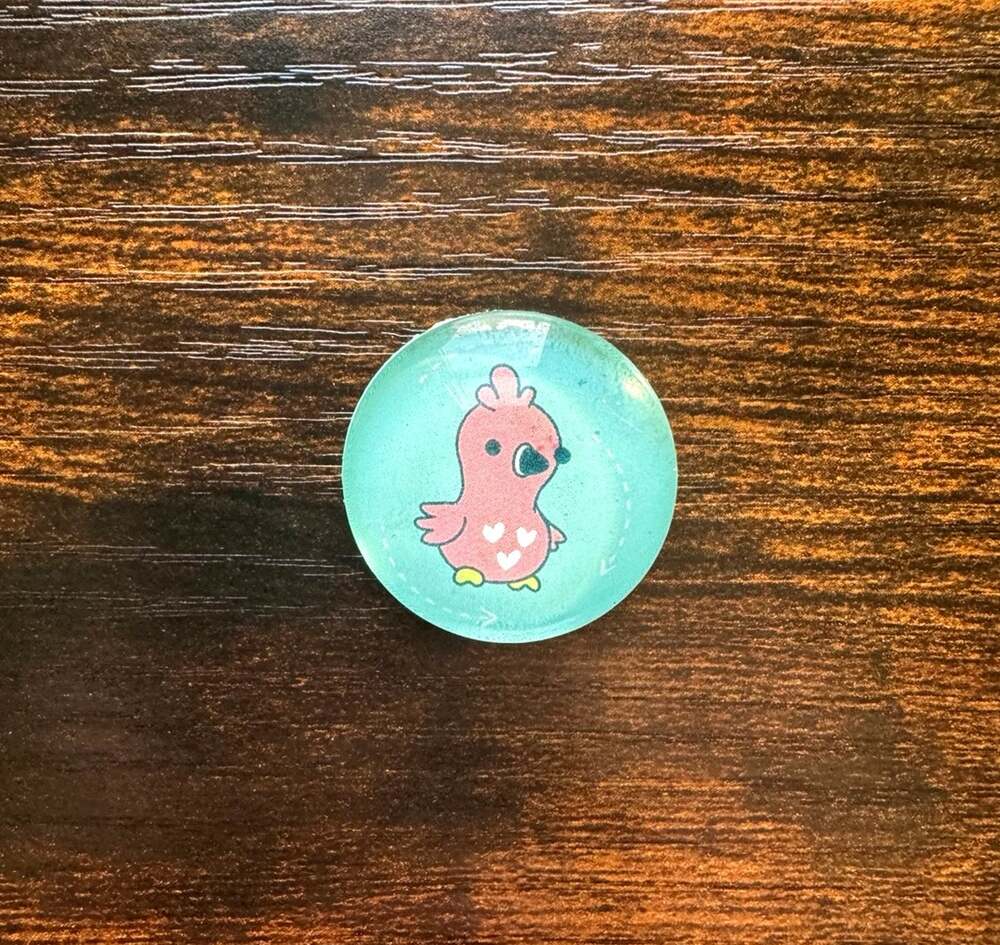 *Handmade Magnet* The Woobles Zoe the Flamingo Collectible Glass Sticker Magnet